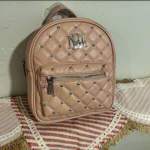Badgley Mischka Quilted Mini Backpack in Blush Pink